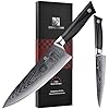 8C Pro Damascus Kitchen Knife Set 2pc,8" Chef Knife and 5.5" Utility Knife,High Carbon Stainless Steel,5-Star Sharpness,Black Ergonomic G10 Handle,Love's Gift Box