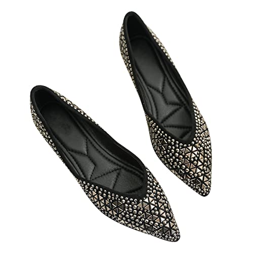 Hee grand Women's Slip On Ballet Flats Fashion Rhinestone Pointed Toe Shallow Flat Shoes Wedding Shoes for Party Wedding Shoes for Party2