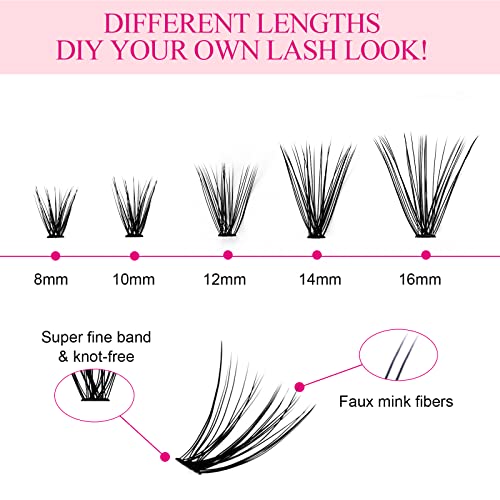Diy Eyelash Extension 10/20/30/40 Roots Lash Clusters D Curl 8/10/12/14/16Mm Mixed Tray 3D Effect Melt Flare Lashes Natural Individual Lashes Reusable False Lashes Extension (30 Roots-0.07-D, 8-16Mm Mix) #TOP2