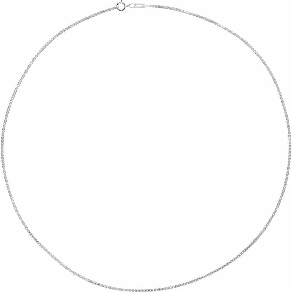 Sonia Jewels Solid 14k White Gold 1.3mm Diamond-Cut Box Chain Necklace 16" - Image 2