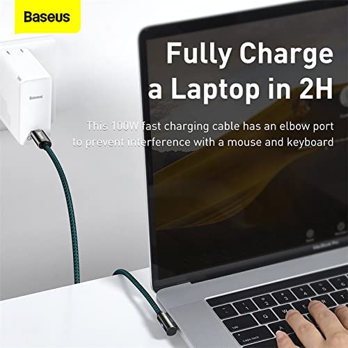 Image of Baseus Legend Series Elbow Fast Charging Compatible Data Cable USB Type-C to Type-C | Right Angle 90 Degree Cable |100W 2m Blue