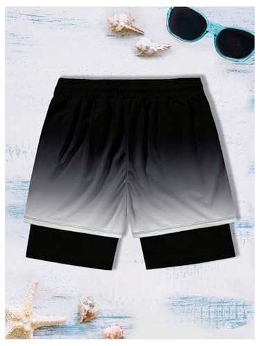 Men's Hawaiian Graphic Ombre Print Swim Trunks Drawstring Waist Straight Leg Beach Shorts2