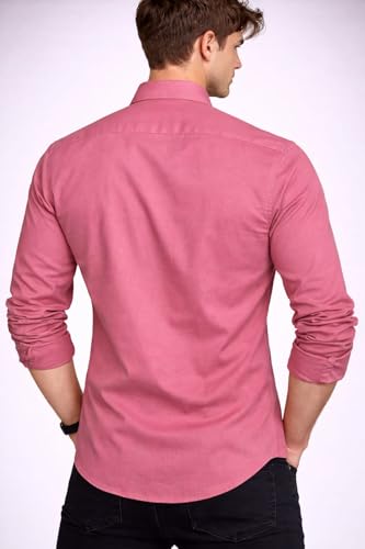 Image of Men's Slim Fit Long Sleeve Button-Down Shirt, Casual Formal Style with Chest Pocket