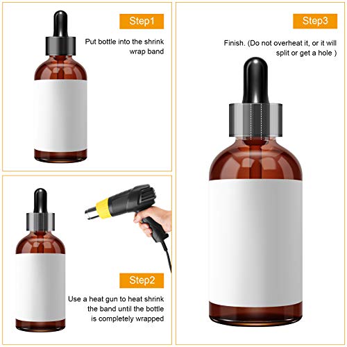 Shrink Bands,45x23mm 600 Pieces Clear Perforated Heat Shrink Wrap Sealer for Bottles, Jars, Lip Gloss Tubes Fits Cap Diameter 3/4 to 1 Inch, 2 Mil Shrink Wrap Bands by Morepack - Image 4
