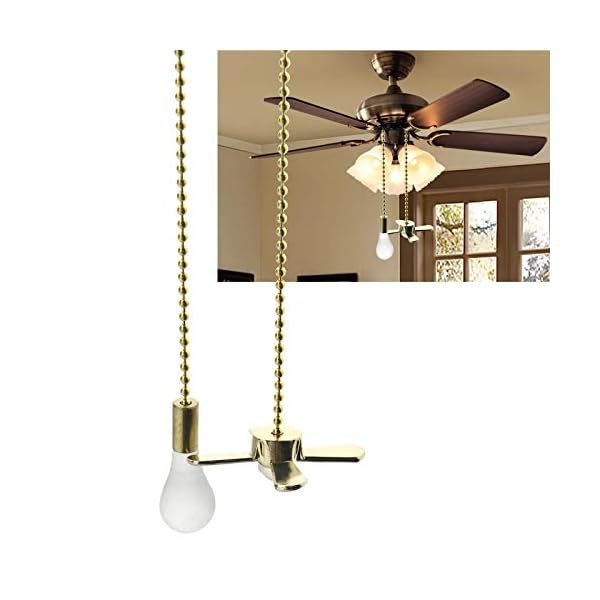 YINETTECH Pair of Attractive Beaded Puller Chain with Bulb Pendant Fan Pendant Light Fan Decoration Bronze/Gold/Silver - Image 5