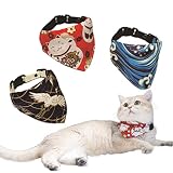 Androxeda 3 Stück Hunde Bandana Kopftücher Hundehalstuch mit Halsband Dreieckstuch Halsdreiecke Hundehalstcher Einstellbare Hund Halstuch für Welpen Kleine Große Hunde und Katzen(S)