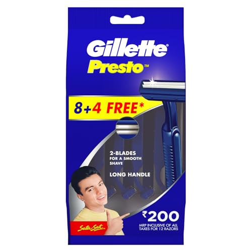 Image of Gillette Presto Manual Shaving Razor (Pack of 8 + 4)