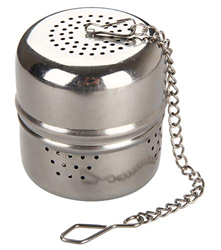 FACKELMANN Bola Porta Infusiones con cadena para Té e Infusionador de Te , Infusores de te acero inoxidable, plateada, 3,7x3,7x4cm, 1ud.