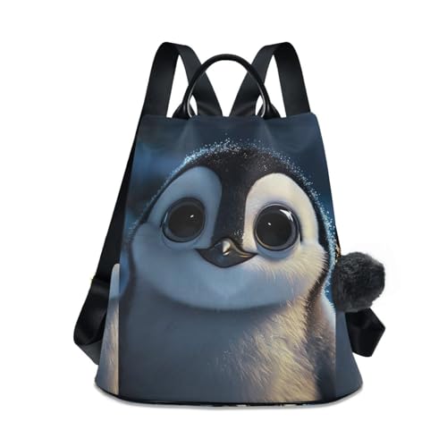 Mochila de pingüino de mujer para paseos urbanos con cómodo bolsillo trasero de cremallera
