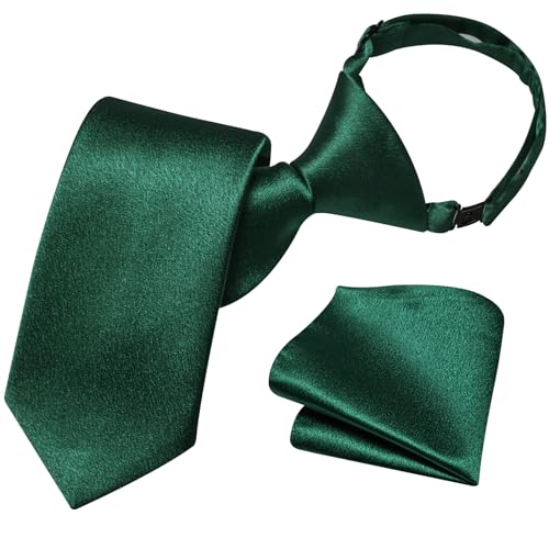 Image of Barry.Wang Boys Ties Pre-Tied Satin Solid Color Kids Tie Pocket Square Set Adjustable Formal Necktie Graduation School