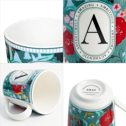 Image of Shay Alphabet Mug, 1 Pc, A, 300ml | Ceramic Mug |Glossy Finish | Ceramic Coffee Cup | Porcelain | Microwave Safe (Alphabet Mug - A)