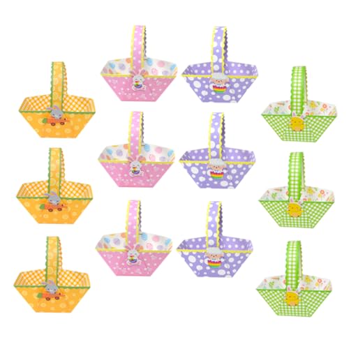 SOESFOUFU 24pcs Easter Basket Spring Decor Candy Holders Paper Baskets for Boy Girl Parties for Easter Celebrations and Party Favors