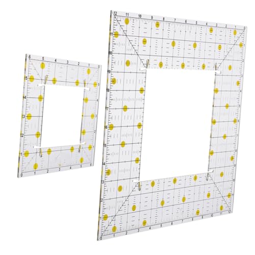 IWOWHERO 2Pcs Patchwork Ruler for Quilting Transparent Cutting Template for Sewing and DIY Crafts Durable and Measurement Tool for Creative Design and Cutting