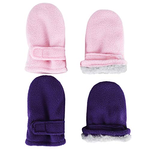 Toddler Mittens Baby Boy Girls Winter Warm Mittens Kids Easy-On Sherpa Fleece Lined Mittens Snow Infant Gloves 2 Pairs