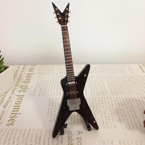 ミニチュア木製アコースティックエレクトリックギター、ポータブルミニチュア楽器、ミニアンチトゥルーかわいい装飾工芸品、DIYホームデコレーション(8)