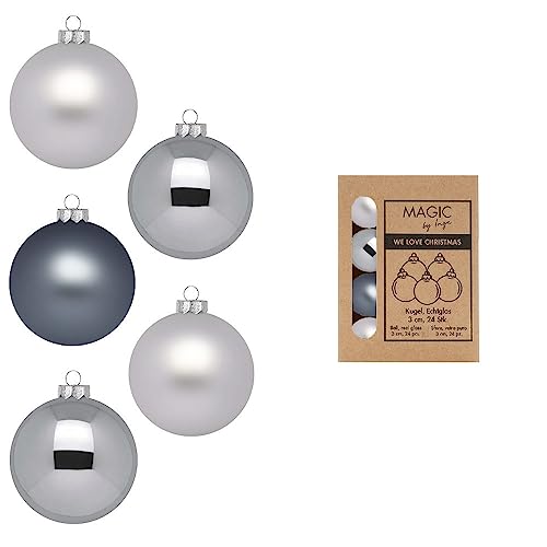 Inge-glas Glas 3cm x 24 Stück in Kartonbox Christbaumkugeln klein Hazy Grey