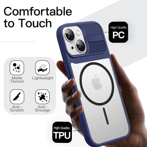 Image of KARWAN️ Magnetic Clear Back Case Cover for iPhone 14 Plus / 15 Plus (6.7-Inch-) |Acrylic Transparent Slim | Shockproof iPhone 14 Plus / 15 Plus Mobile Phone Back Cover [Clear Back] [TPU + Pc] [Blue]