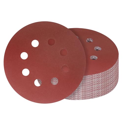 5 Inch 8 Hole Sanding Discs Hook and Loop 20 PCS 220 Grit Round Sand Paper Disc (220 Grit)
