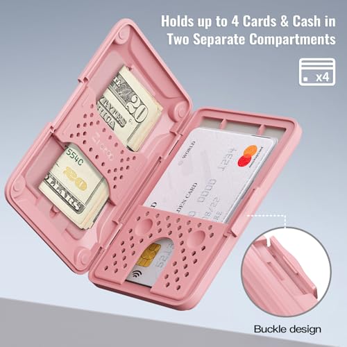 Cartera Magsafe rosa con bloqueo RFID y rastreador premium para iPhone 16 4