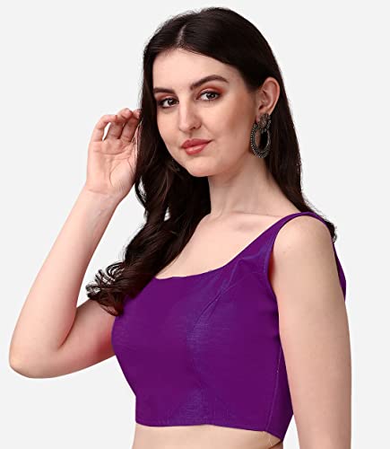 Image of Vihu Fashion Plain Sleeveless Pattern Readymade Blouse U Neck Choli
