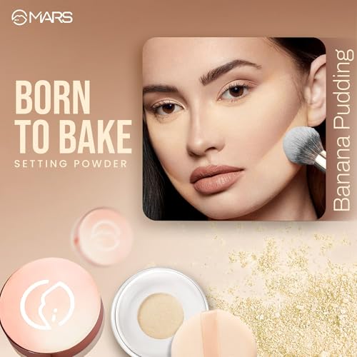 Image of MARS Born To Bake Setting Loose Powder For Oil Control Matte Finish (8.0gm) (BANANA PUDDING) | Ultra-Fine & Weightless | Long-Lasting | Crease Proof | Blurs Pores & Smooths Fine Lines