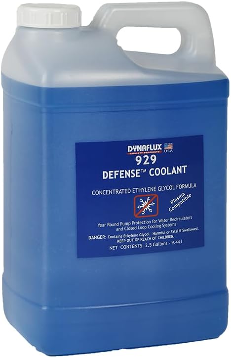 Dynaflux 929 Concentrated Defense Coolant with Ethylene Glycol (2.5 Gallon Jug) | Industrial Pump & Cooling System Protection, Freeze Protection to -30°F