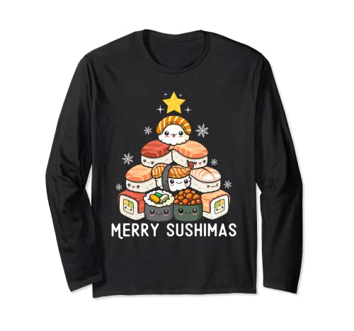 Sushi Albero Di Natale Anime Estetica Giapponese Maki Kawaii Maglia a Manica