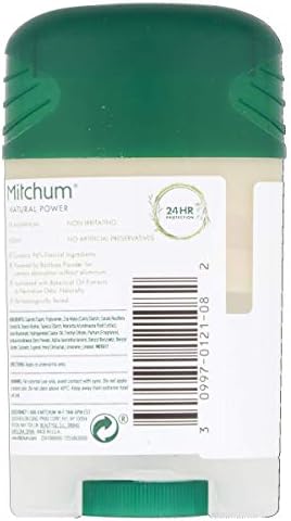 Mitchum Men 24HR Natural Vegan Deodorant Stick with 96% Natural Ingredients (40g) Aluminium Free, Cedarwood Scent, Dermatologist Tested