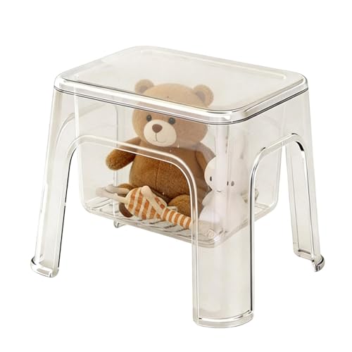 Asiento de ducha versátil y transparente, taburete de vanidad con almacenamiento mo 2