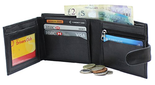 RAS Mens RFID Blocking Genuine Leather Trifold Wallet for Coins Cash and Id 94 Black - Image 5