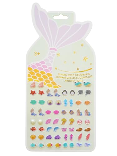 Image of Stick On Earrings - Girls 3D Unicorn Sticker Earrings Self-Adhesive Glitter Craft Gem Stickers (Mermaid)