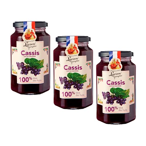 Georgelin | Mermelada de Grosella Negra 100% Azúcares Fruta | Mermelada de Grosella Negra Cocida en Caldero de Cobre - 3 Tarros de Vidrio