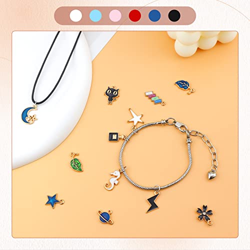 Jialeey USA00502 100Pcs Gold Plated Enamel Charms Mixed Moon Star Fruit Animal Charm Colorful Pendant Diy For Necklace Bracelet Jewelry Making And Crafting thumb #4