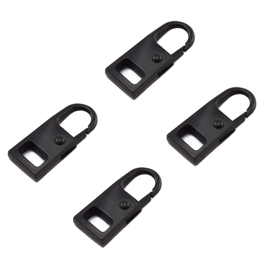 Zipper Pull Replacement Detachable Metal Zipper Slider Handle Tab Tag Repair Fixer for Jackets, Backpacks, Luggage, Bags, Suitcases, 4 Pack, Black