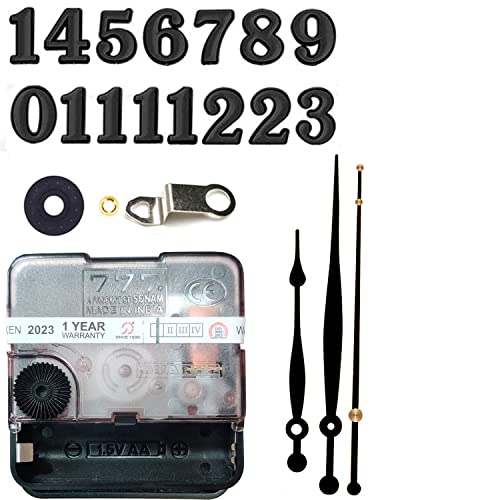 Image of 12 Pcs Arabic Mirrored Acrylic Numerals Movement Machine 22mm for Wood Resin Marble Clock Fancy Needles Pack 2 (Black D1)