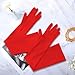 Laumoi 12 Pairs Long Satin Gloves for Women Bride Elbow Opera Costume Dress Stretchy Formal Glove(21 Inch,Red)