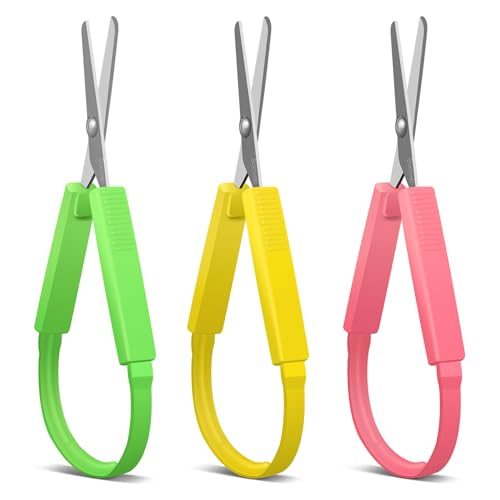 Sokoweii Loop Scissors 5 Inch Adaptive Design Right and Lefty Support Easy-Open Squeeze Handles