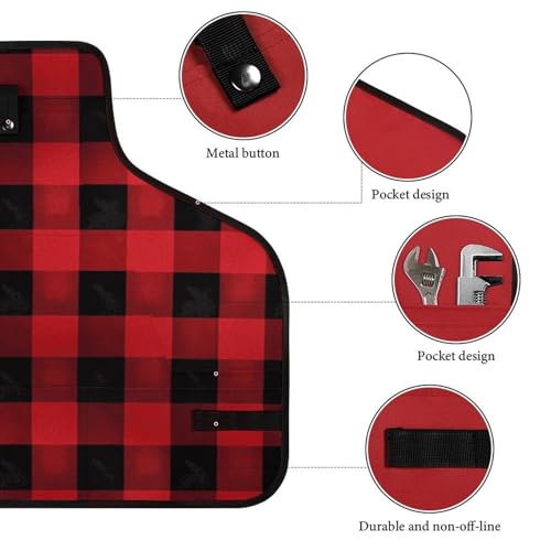 Delantal de trabajo Buffalo Plaid ajustable unisex con 8 bolsillos miniatura 3