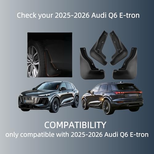 Image of No Drill Mud Flaps Splash Guards Compatible with Audi Q6 Etron 2025-2026,OEM Style Textured Black Custom Fit All Weather Exterior Accessories(4PCS)