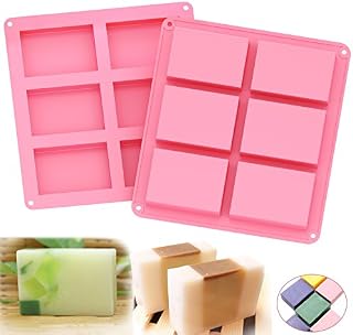 Ozera 2 Pack Silicone Soap Molds, 6 Cavities Silicone Baking Mold Cake Pan