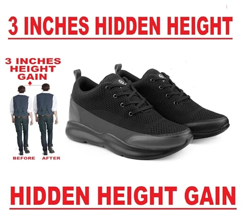 Image of Mens Global Rich's Men's 3 Inch Hidden Height Increasing Black,Blue,Brown,Grey Casual Sports Laceup Shoes with Eva Sole Casual Shoes
