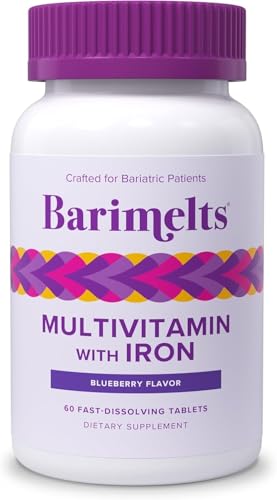 BariMelts Bariatric Multivitamin with Iron - 1 Month Supply (60 Fast-Dissolving Tablets) - Sugar-Free - Post-Op Bariatric Vitamins - Natural Blueberry Flavor