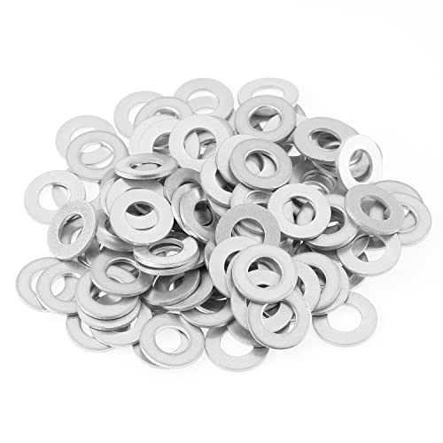 Image of HELIFOUNER 100 Pieces M6x12x1.0mm Automotive Drain Plug Gaskets, Oil Crush Washers, Aluminum Flat Washers, Inner Diameter 6mm, Outer Diameter 12mm, Thickness 1.0mm
