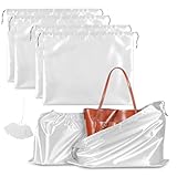 4 Pack Dust Bags for Handbags, Dust Cover Bag for Handbags Purses Cloth Shoes, Silk Large & Middle Daily Travel Storage Pouch Dustproof Drawstring Bag (White, 2 PCS, 24 x 20