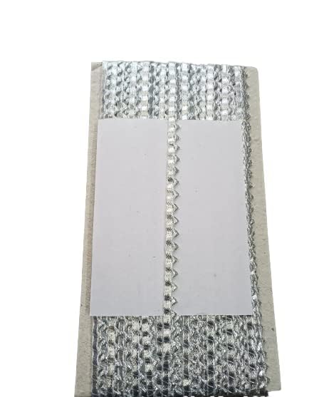 MayRose 25 Meter Samosa Gota Patti Lace Border Material for Dupatta, Bridal Dresses, Saree, Lehengas, Palazzo, Anarkali Suits, Blouses (Silver)