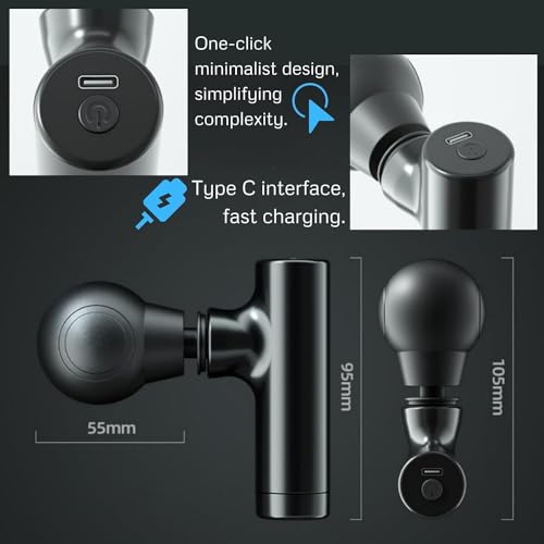 Image of Mini Massage Gun: Black Edition - Revitalize with Precision: Deep Tissue Relief for Fatigue, Handheld Percussion Power, Portable & Quiet - Ideal Gift for Both Men and Women