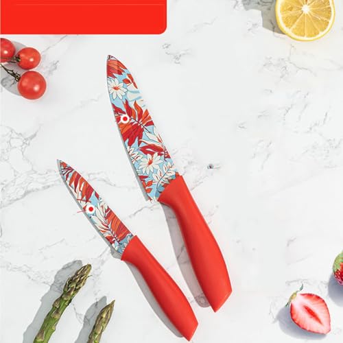 Image of Stainless Steel Kitchen High-Carbon Stainless Steel Kitchen Vegetable Knives Chef Sharp Edge Cutting Chef Knife for Chopping Vegetables, Fruits (Red)