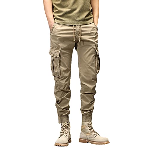 Pantalon ample en coton pour homme avec poches et taille élastique kaki Shuffle