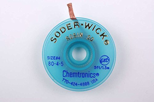 Chemtronics Soder Wick 80-4-5 Braid, DESOLDERING, Rosin SD, 5FT, Blue
