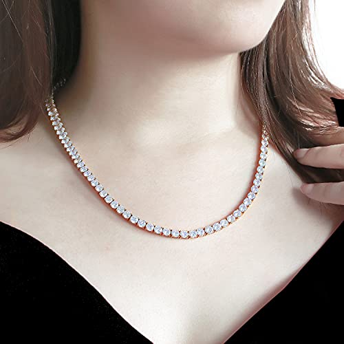 GOLD IDEA JEWELRY Iced Out Hip Hop 4mm/5mm Cubic Zirconia Stainless Steel Tennis Chain Necklace or Bracelet for Men Women (24, 18k- 5mm) — view 4